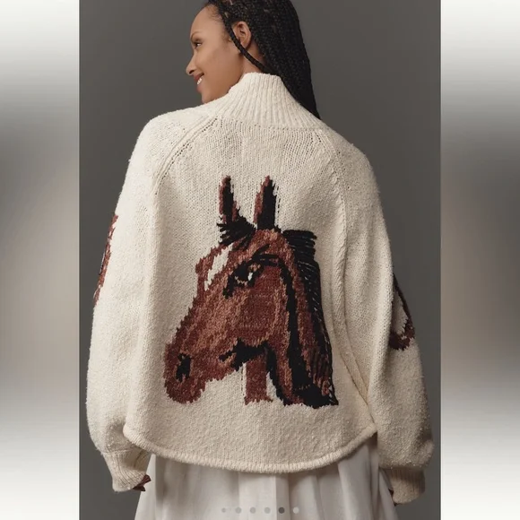 Pilcro Western Horse Graphic Cardigan Sweater - Picture 6 of 8